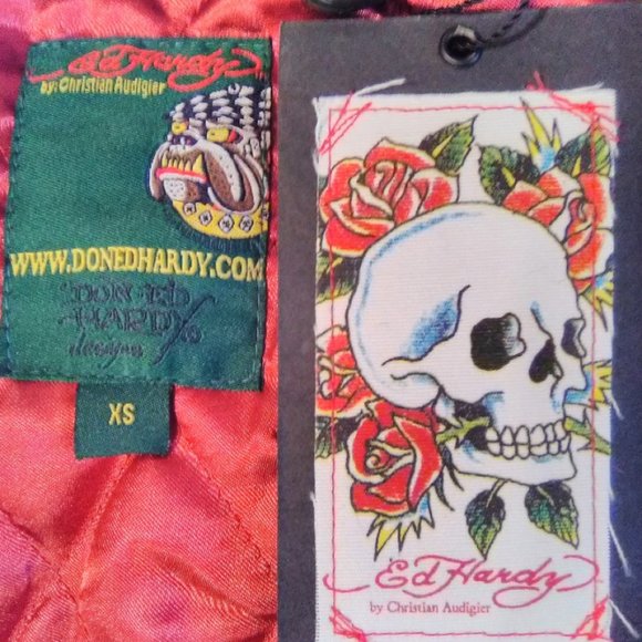 Ed Hardy Brown Leather Jacket Sz XSmall Crossover Biker Style NWT - Picture 9 of 13